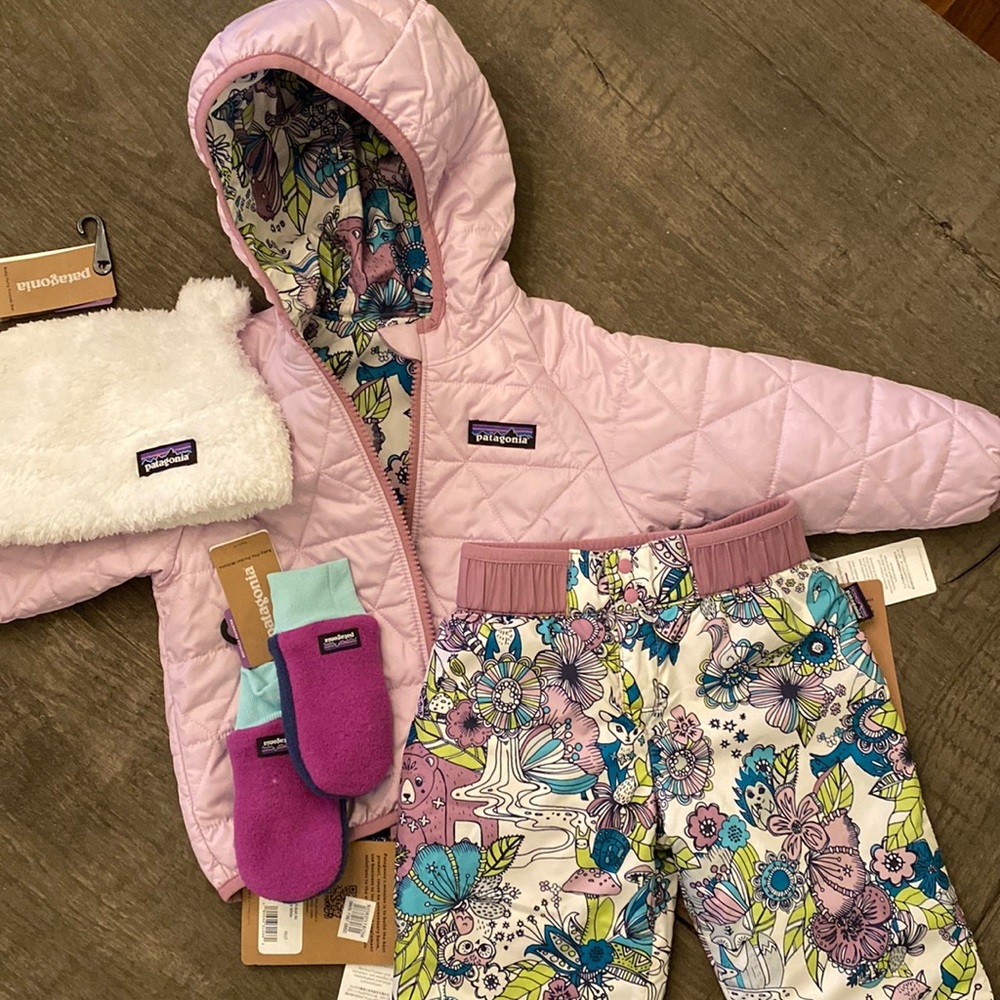 NWT Patagonia baby puff ball jacket&pants, cuddle puddle,w/mittens&hat,12-18mths
